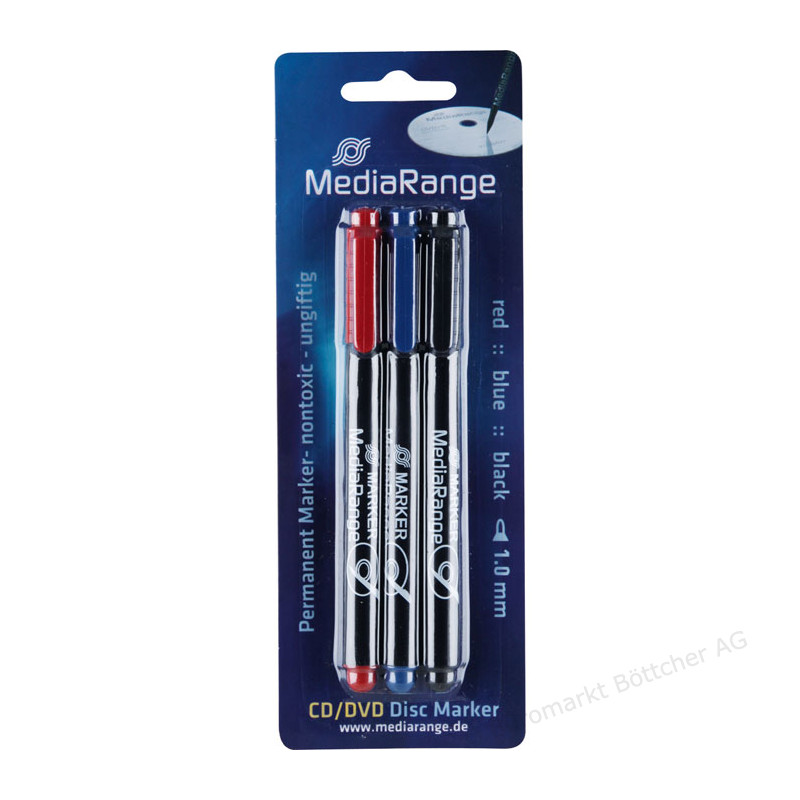 Pennarelli per cd mediarange 3 pz rosso/nero/blu [mr701]
