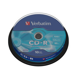 Confezione cd-r verbatim 700mb 10pcs pack 52x spindel extra protection
