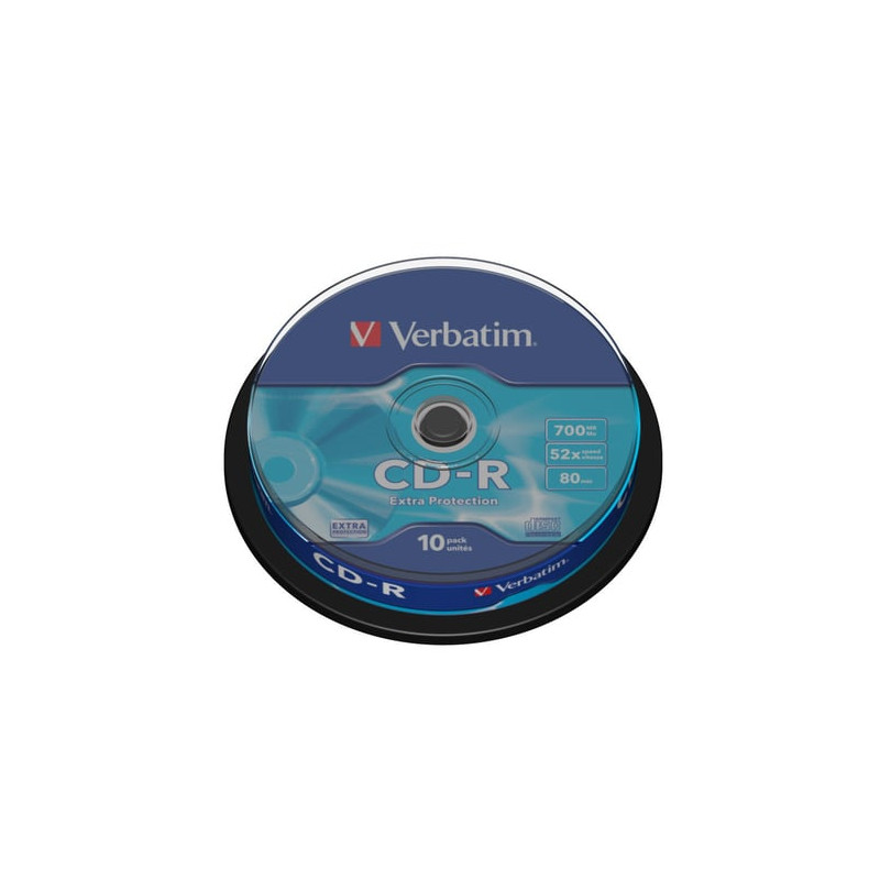 Confezione cd-r verbatim 700mb 10pcs pack 52x spindel extra protection
