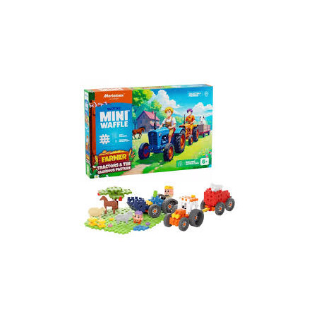 set di costruzioni marioinex mini waffle farmer trattori e un prato