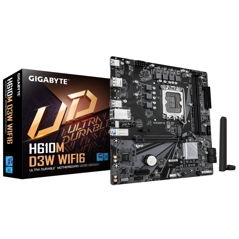 scheda madre gigabyte h610m d3w wf6 atx 2xddr5 nero [h610m d3w wf6]