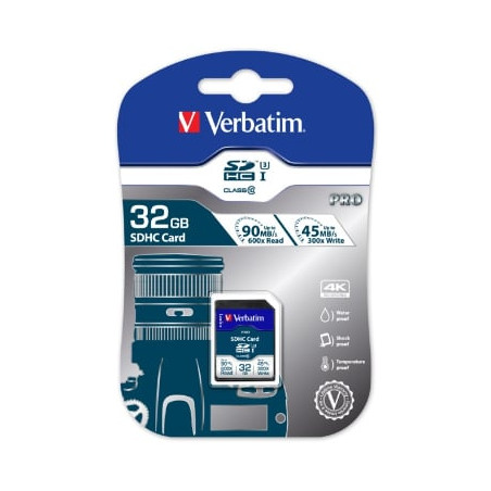 32gb scheda sdhc verbatim sdhc pro classe 10 [47021]