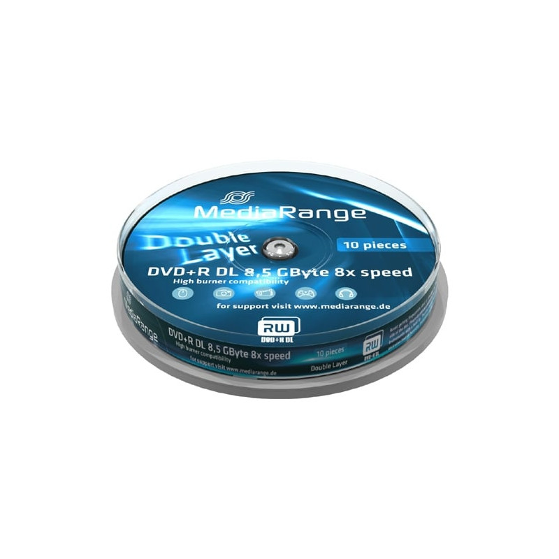 Dvd+r mediarange 8.5gb 10pcs spindel double layer 8x [mr466]