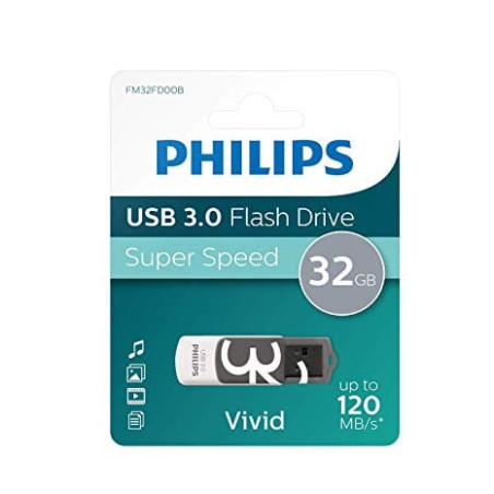 pen drive 32gb philips usb key vivid usb 3.0 grigio [fm32fd00b/10]
