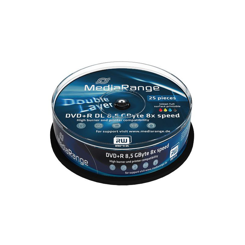 Confezione dvd+r mediarange dl 8x 25pcs cake inkjet fullsurface printab