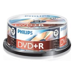 Confezione dvd+r philips 4,7gb 25pezzi spindel 16x [dr4s6b25f/00]