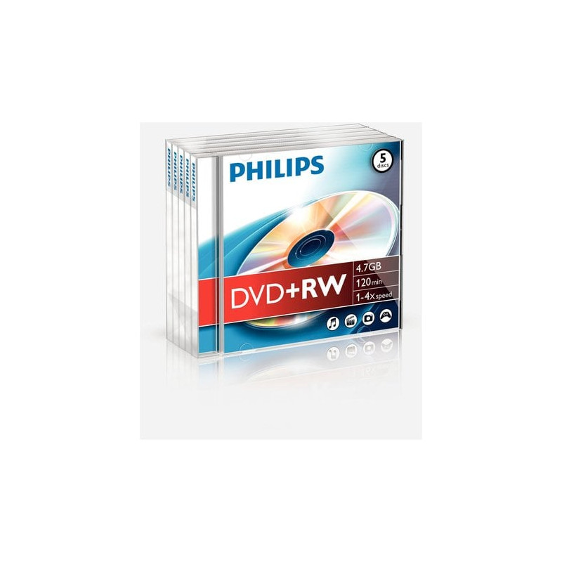 Confezione dvd + rw philips portagioielli 4,7gb 4x foil 5pz [dw4s4j05f