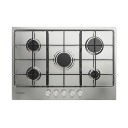 piano cottura a gas indesit ad incasso 75cm con 5 zone acciaio inox