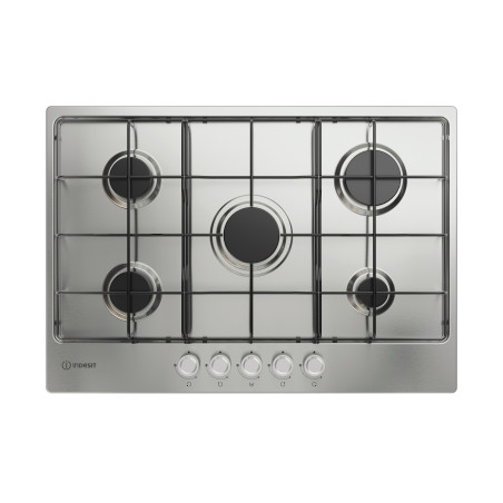 piano cottura a gas indesit ad incasso 75cm con 5 zone acciaio inox