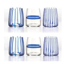 set bicchieri amicasa df25324 bluestripe trasparente/blu 6pz