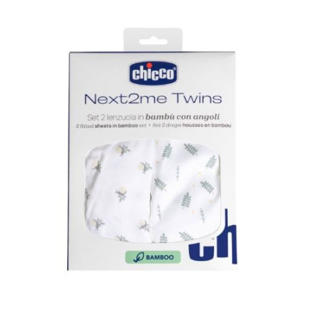 set lenzuola chicco 09101126350990 next2me twins per culla verde/beige