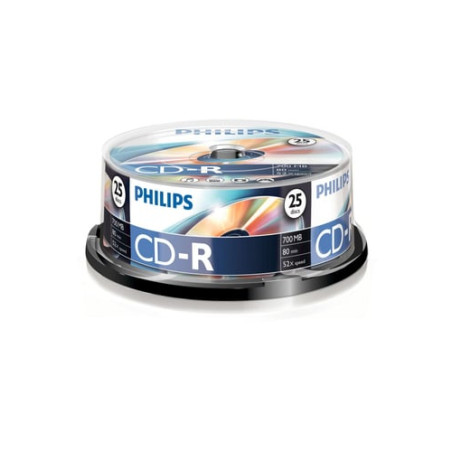 confezione cd-r philips 700mb 52x 80min 25pz spindel [cr7d5nb25/00]
