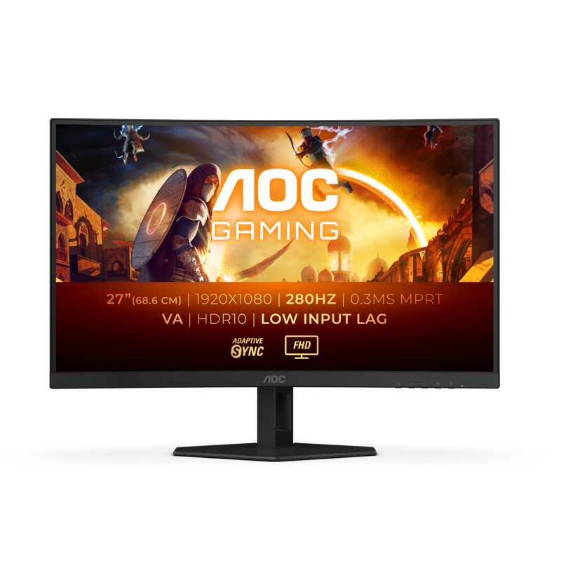 monitor led 27'' aoc c27g4zxe da gioco curvo full hd 1920x1080p/0.3ms/classe