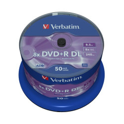 confezione dvd+r verbatim dl dual layer 8,5 gb 8x 50pcs [43758]