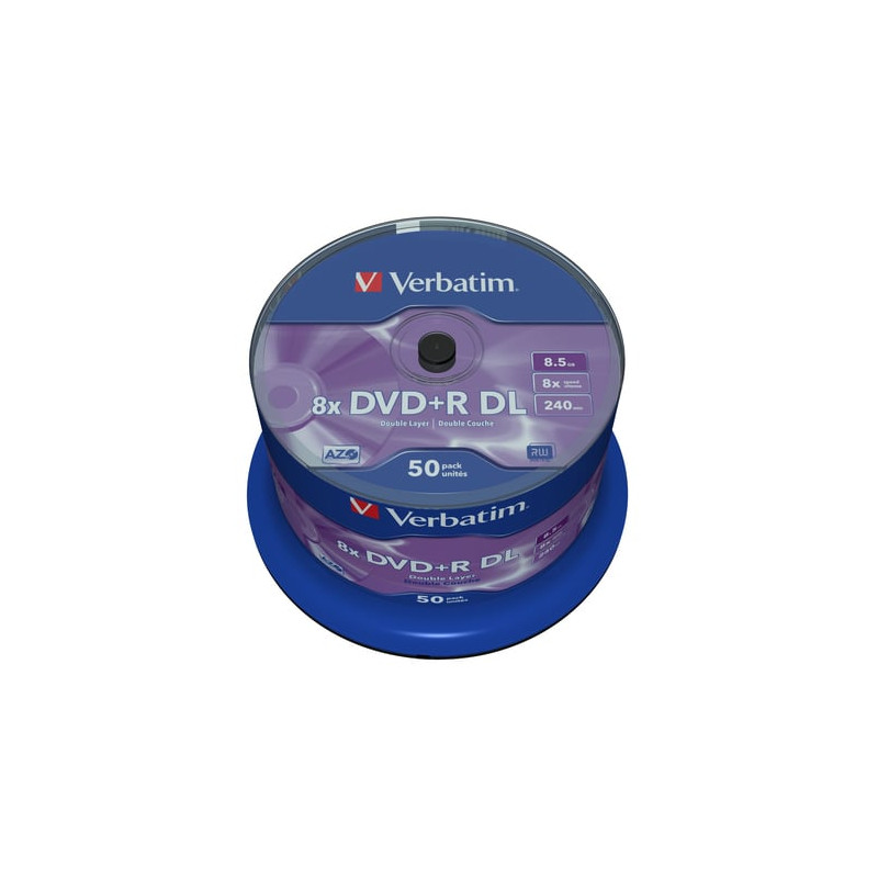 confezione dvd+r verbatim dl dual layer 8,5 gb 8x 50pcs [43758]