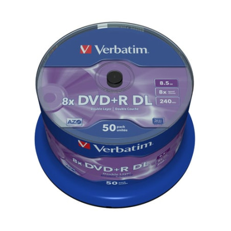 confezione dvd+r verbatim dl dual layer 8,5 gb 8x 50pcs [43758]