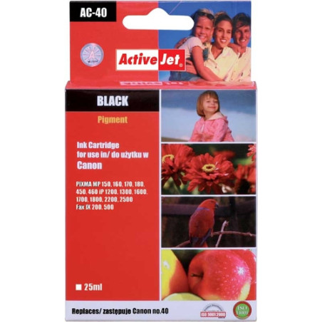 Cartuccia activejet ac-40 compatibile con canon pg-40 nero