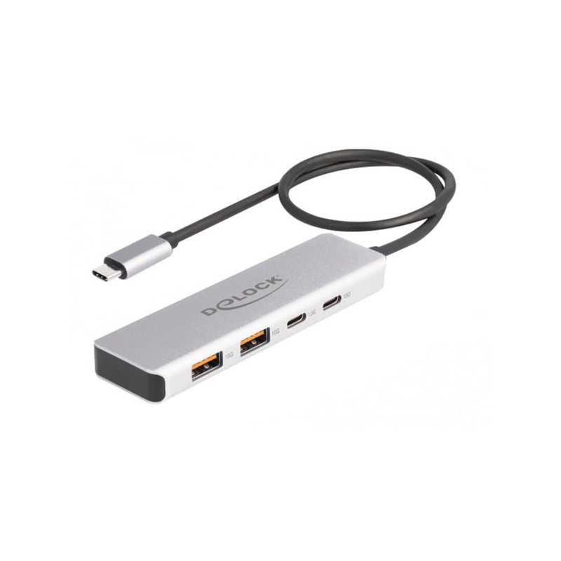 hub usb delock usb-c 10gbps 2xusb-a/2xusb-c grigio [64230]