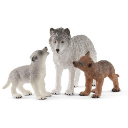 schleich wild life mamma lupa e lupi 19.2cm marrone/grigio [42472]