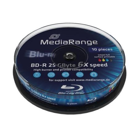 Bluray mediarange 25gb 10pcs bd-r 6x [mr500]