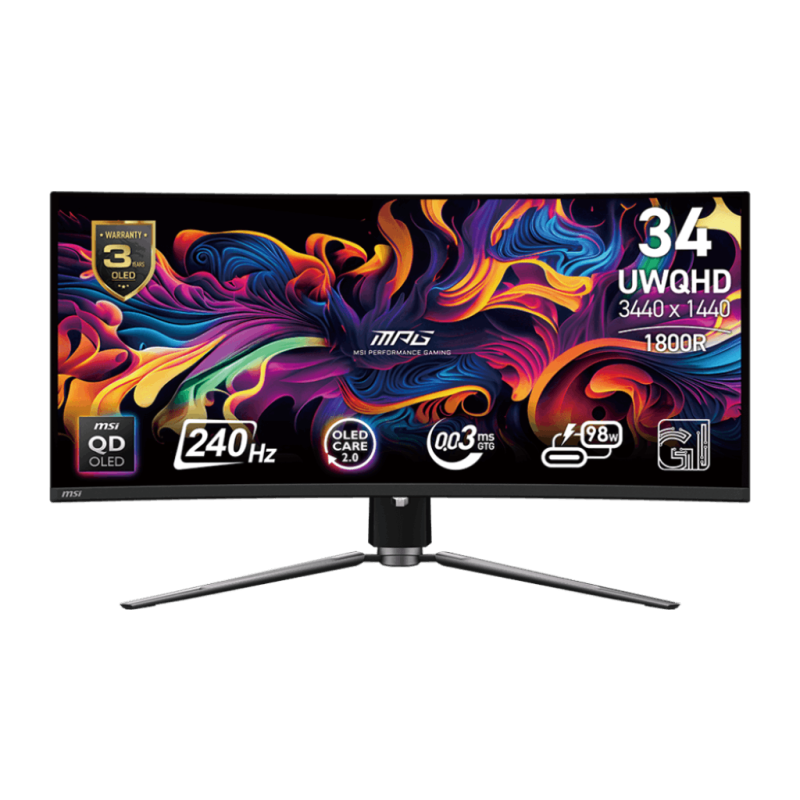 monitor qd-oled 34'' msi mpg 341cqpx curvo uwqhd 3440x1440p/0.03ms/classe