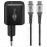 caricabatterie goobay 74774 3a con cavo usb-c 65w 1m nero