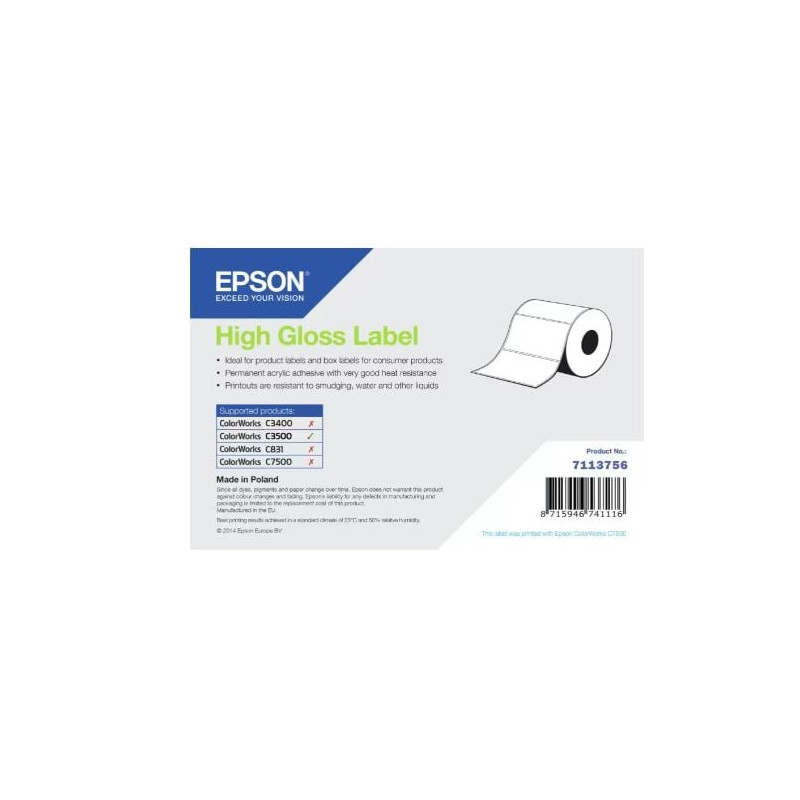etichette per stampante epson high gloss inkjet 76x51mm bianco [7113756]