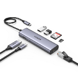hub usb ugreen 7in1 da usb-c a 2x usb3.0+hdmi+rj-45+sd/tf+pd