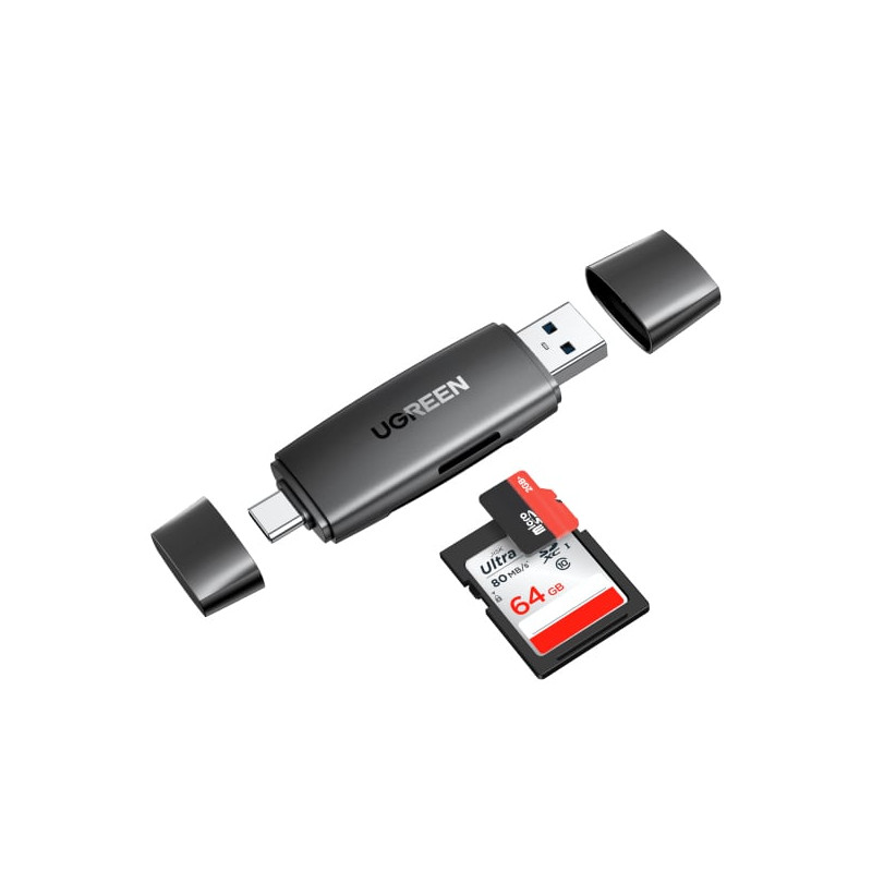 lettore di schede usb ugreen cm304 con adattatore nero [80191]