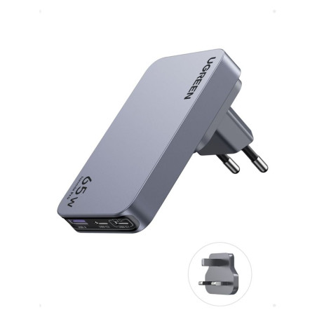 caricabatterie da viaggio ugreen nexode pro 65w gan grigio [25356]