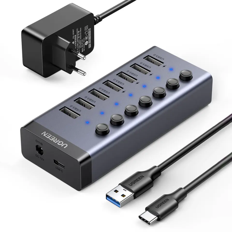 hub usb ugreen cm481 multifunzionale 7in1 usb-c/7xusb-a grigio