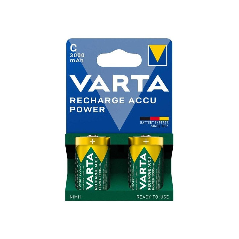 batteria ricaricabile varta power baby c nimh 3000mah 1.2v verde/giallo
