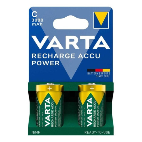 batteria ricaricabile varta power baby c nimh 3000mah 1.2v verde/giallo