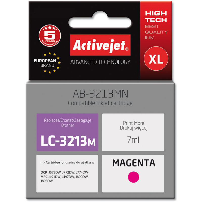 cartuccia inchiostro activejet per brother lc3213m 7ml magenta [ab-3213mn]
