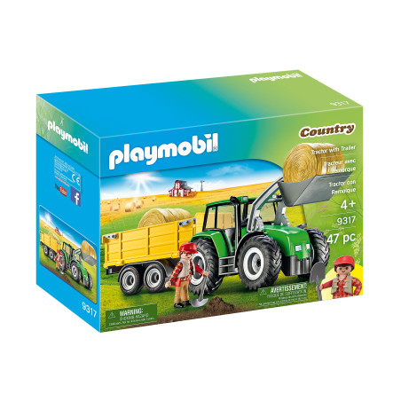 set da gioco playmobil country trattore con rimorchio multicolore