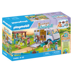 set da gioco playmobil 71493 trasporto cavalli e stalla 109pz multicolore