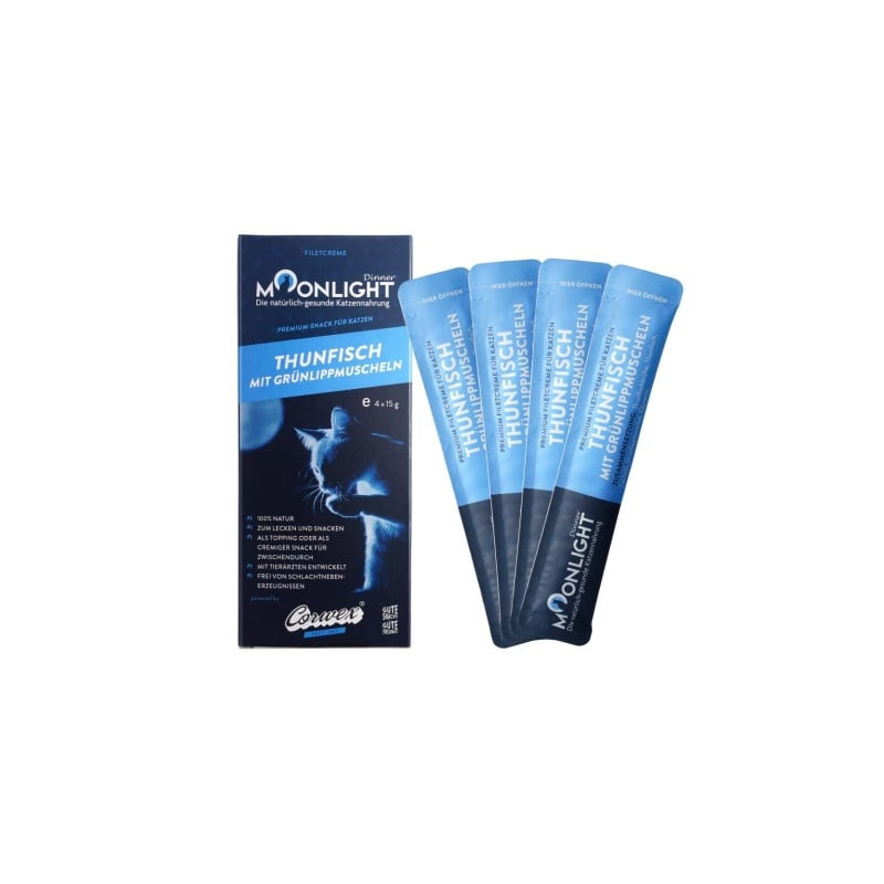 cibo secco moonlight dinner con tonno e cozze per gatti 4x15g