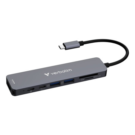 hub usb-c verbatim 32158 7 porte hdmi grigio [32158]
