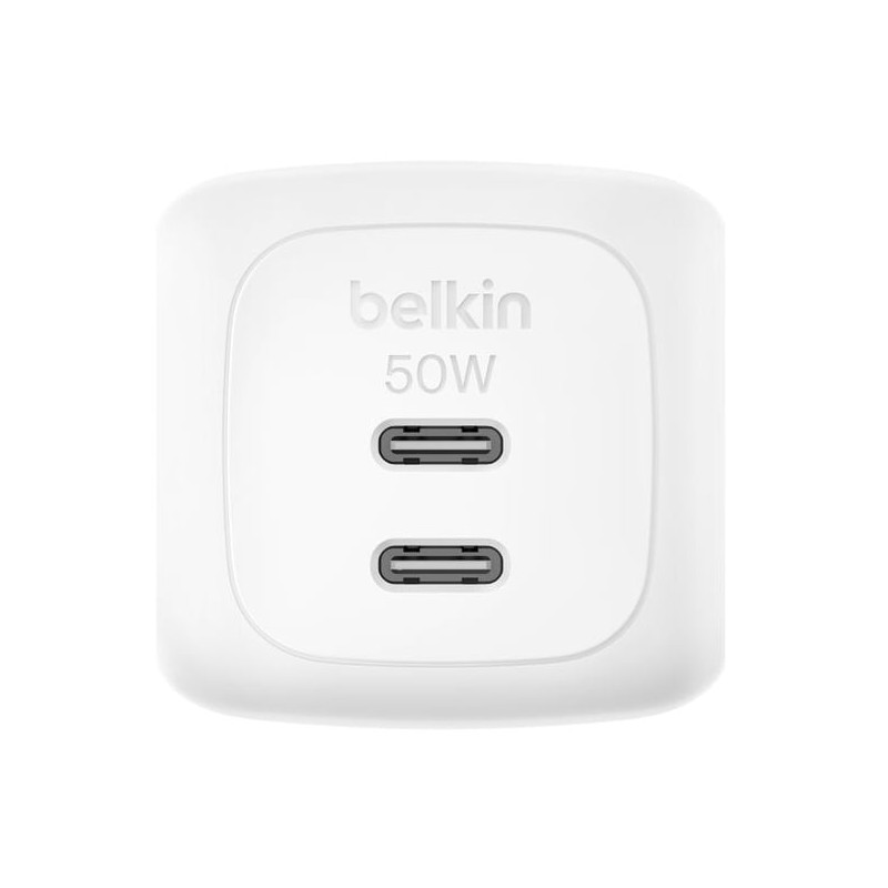 alimentatore da rete belkin wch019kqwh 2xusb-c 50w bianco [wch019kqwh]