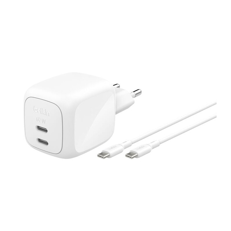 alimentatore da rete belkin wch020kq2mwh-b6 2xusb-c 67w +