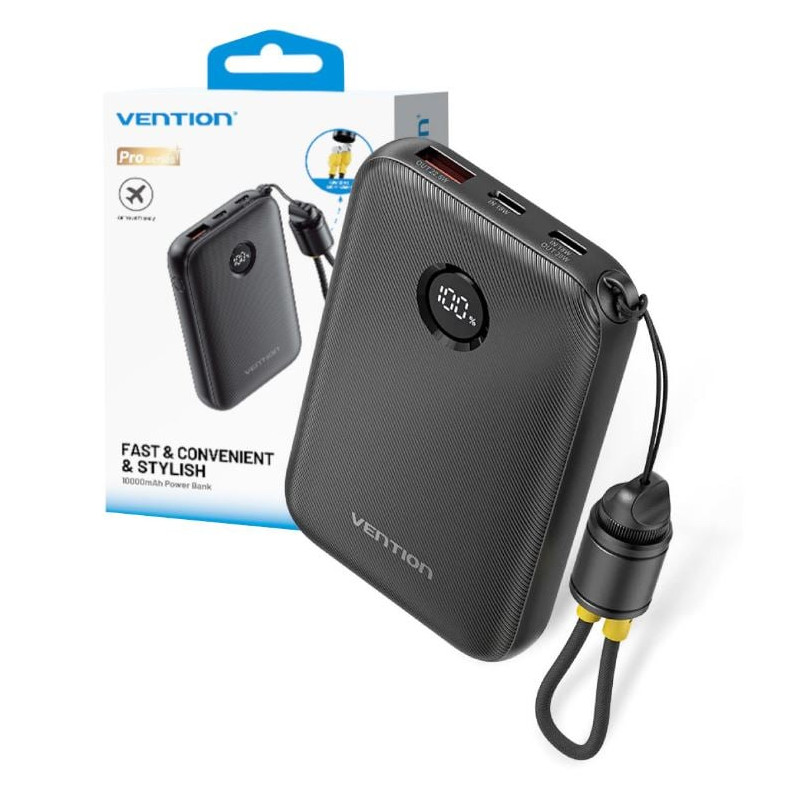 batteria portatile vention powerbank 10000mah nero [fkab0-c]