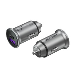 caricabatteria da auto vention 2 porte usb a+a grigio [fffh0]