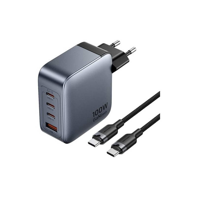 alimentatore da rete vention tz-fet-eu 100w gan 1x usb-a