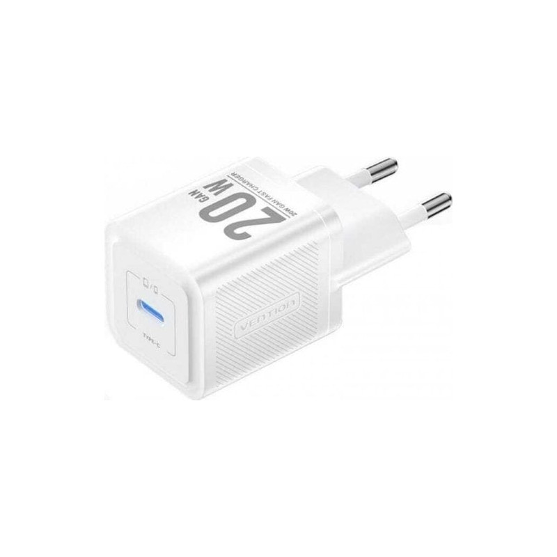 alimentatore da rete vention fepw0-eu usb-c 20w gan bianco