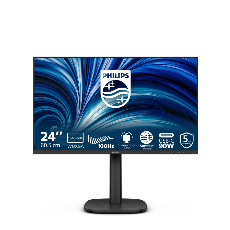 monitor lcd 24'' philips 24b2u3301d serie 3000 wuxga 1920x1200p/16:10/4ms/classe