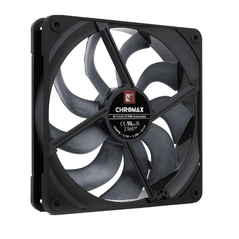 ventola 140x140 noctua nf-a14x25 g2 pwm chromax 140mm nero [nf-a14x25