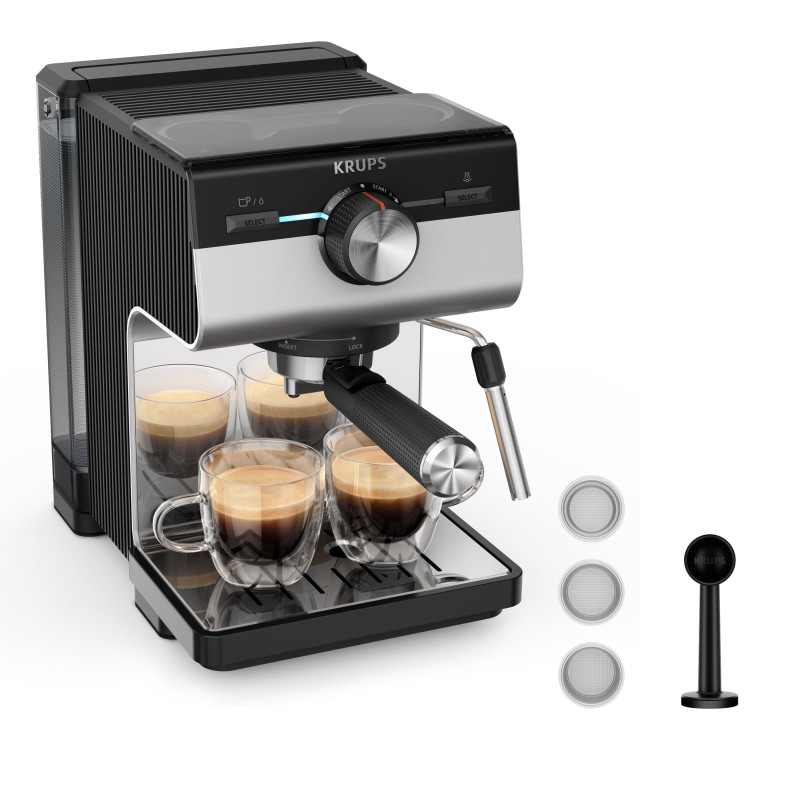 macchina caffe' per espresso krups authentic+ xp384e10 semi-automatica