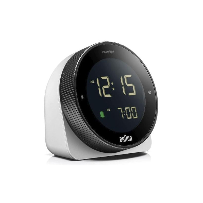 sveglia digitale braun bc 24 w dcf con funzione snooze lcd bianco