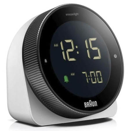 sveglia digitale braun bc 24 w dcf con funzione snooze lcd bianco