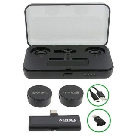 set microfono lavalier patona pts-i91s premium +custodia di ricarica